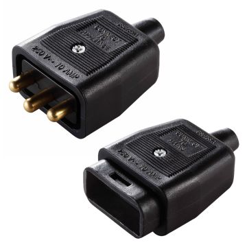 Image of BG Electrical 10A Inline Connector 3 Pin Black Outdoor Power