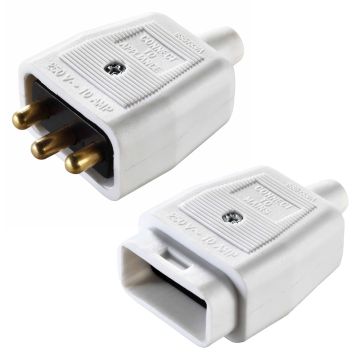 Image of BG Electrical 10A Inline Connector 3 Pin White Outdoor Power