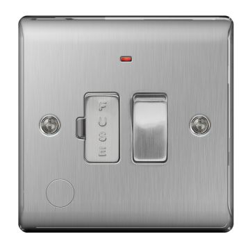 BG Nexus Brushed Steel NBS53 13A Switched Fused Spur Flex Neon