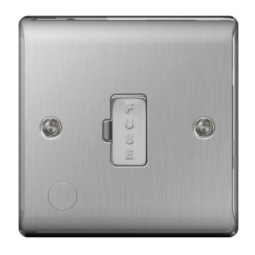 BG Nexus Brushed Steel 13A Fused Spur Unswitched With Flex Outlet