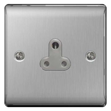 Image of BG Nexus Brushed Steel NBS29G 5A Unswitched Socket Round Pin 