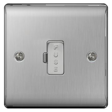BG Nexus Brushed Steel NBS54 13A Fused Spur Unswitched
