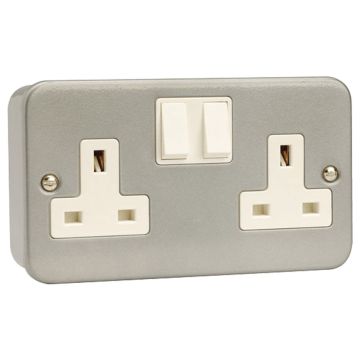 Image of Click Essentials Metal clad 13A Double Socket with 2 Gang Switch CL036