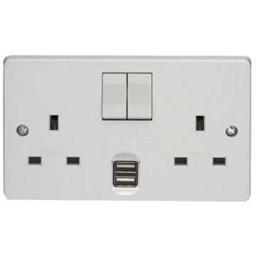 Image of Crabtree Capital 13A 2 Gang Switch Socket Type A USB