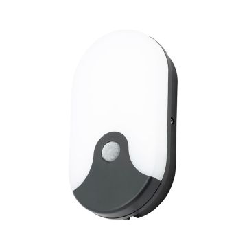Image of Forum Turus 15W Bulkhead Light Oval LED 15W PIR CCT3 Black IP65