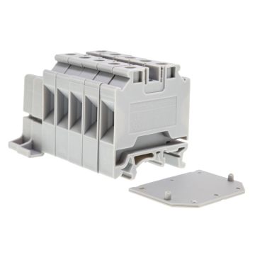 Image of Europa Din Rail Terminal Kit 5x 10mm 53A Grey 1x Plate 2x End Stops