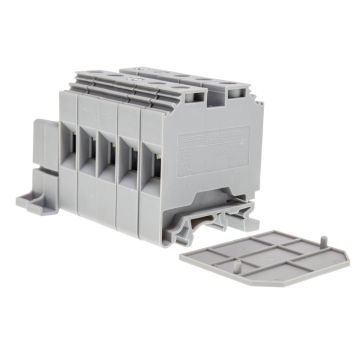 Image of Europa Din Rail Terminal Kit 5x 25mm 110A Grey 1x Plate 2x End Stops