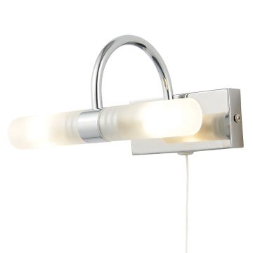 Image of Spa Bathroom Mirror Light 2x 28W G9 Wall Mounted Chrome Glass
