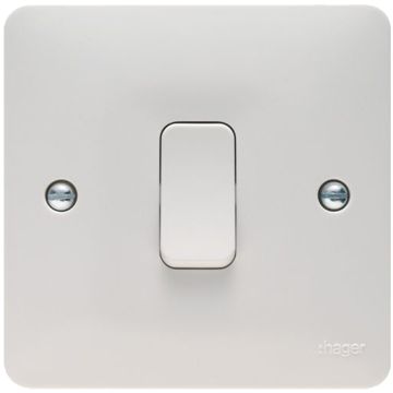 Image of Hager Sollysta 1 Gang 1 Way Wall Switch 10AX White WMPS11