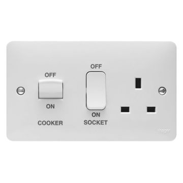 Image of Hager Sollysta Cooker Unit 50A Switch and Socket DP White WMCC50