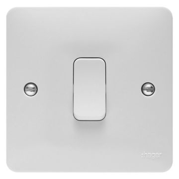 Image of Hager Sollysta Light Switch 1 Gang 2 Way 10A White WMPS12