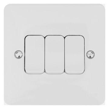 Image of Hager Sollysta Light Switch 3 Gang 2 Way 10A White WMPS32