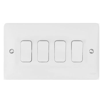 Image of Hager Sollysta Light Switch 4 Gang 2 Way 10A White WMPS42