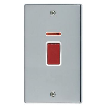 Image of Hamilton Hartland 45A Cooker Switch 1 Gang Neon Polished Chrome White