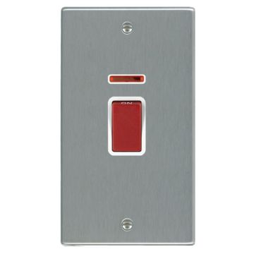 Image of Hamilton Hartland 45A Cooker Switch 2 Gang Neon Satin Steel White
