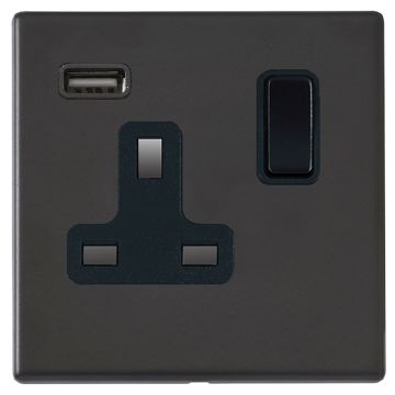 Image of Hamilton Hartland G2 USB Single Socket Matt Black