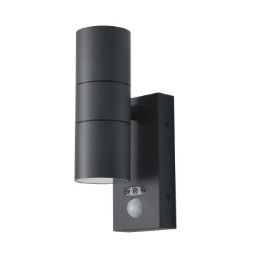 Forum Zink Leto GU10 PIR Up or Down Spotlight Wall Light Anthracite