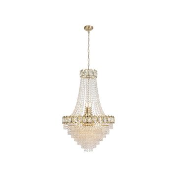 Image of Searchlight Louis Phillipe Pendant Light 11 Lamps Dimmable Satin Brass