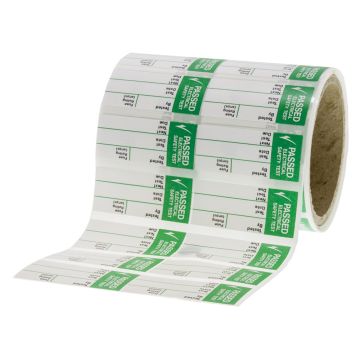 Image of PAT Pass Test Labels Small 35 x 15mm Vinyl Self Adhesive Roll of 250