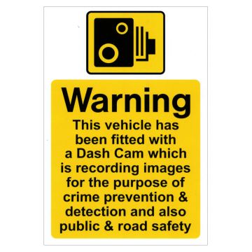 Image of Van and Lorry Dash Cam Sign Self Adhesive Label 150 x 225mm