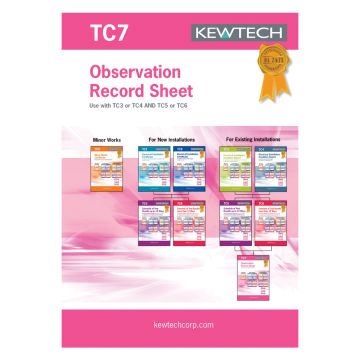 Image of Kewtech Test Certificate Observation Record TC7 Book of 40