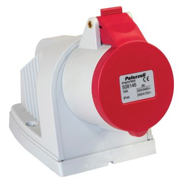 Image of Lewden 508146 16A Red Industrial Angled Socket 5 Pin 400V IP44