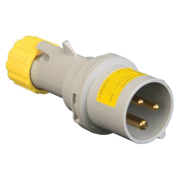 Image of Lewden 700224 32A Yellow Industrial Plug 3 Pin 110V IP44