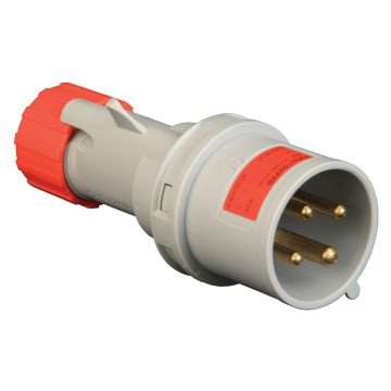 Image of Lewden 700236 32A 400V 4 Pin Red Plug Weatherproof IP44