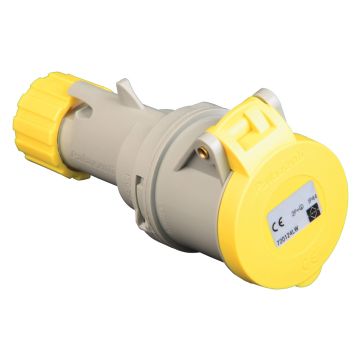 Image of Lewden 720224 32A Yellow Industrial Connector 3 Pin 110V IP44