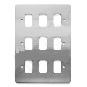 Image of MK Edge K14349BSS 9 Module Grid Frontplate Brushed Stainless Steel