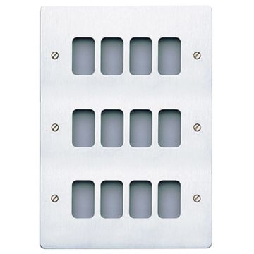 Image of MK Edge K14352BSS 12 Module Grid Frontplate Brushed Stainless Steel