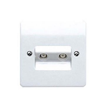 Image of MK Logic K3523WHI Twin Outlet TV/FM Coaxial Non Isolated Socket White