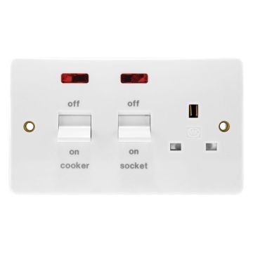 Image of MK Logic K5061WHI 45A DP Cooker Switch and Socket Neon White