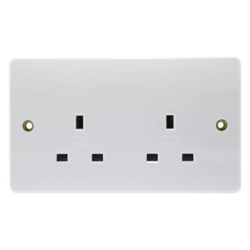 Image of MK Logic K781WHI 13A SP Unswitched Socket 2 Gang White