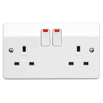 Image of MK Logic K2647WHI 13A Double Socket Switched DP Neon White