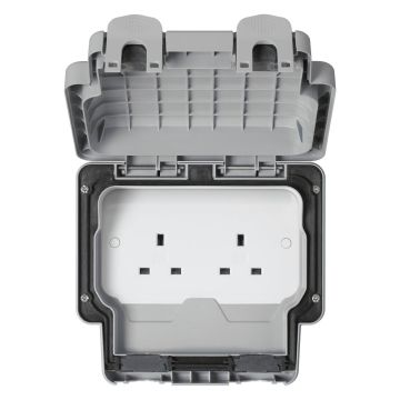 Image of MK Masterseal K56480GRY 13A DP Unswitched Socket 2 Gang Grey