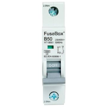 Image of Fusebox B Curve MCB 50A Single Pole MT10B501