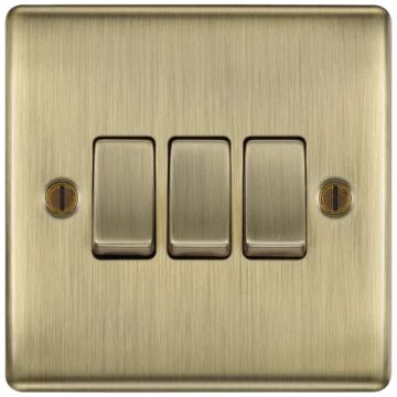 Image of BG Nexus Metal Switch 3 Gang 2 Way Antique Brass