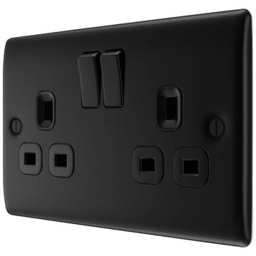 Image of BG Nexus Metal 13A Switched Socket 2 Gang Matt Black