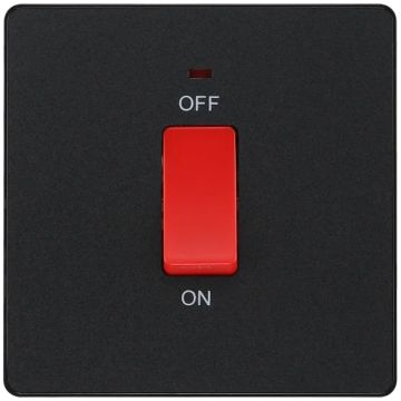 Image of BG Evolve 45A Double Pole Switch LED Square Matt Black
