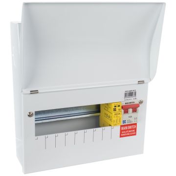 Image of Lewden 8 Way Consumer Unit with SPD Main Switch Square Knockouts