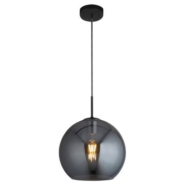 Image of Searchlight Amsterdam 30cm Pendant Black with Smoked Glass 1031-1SM