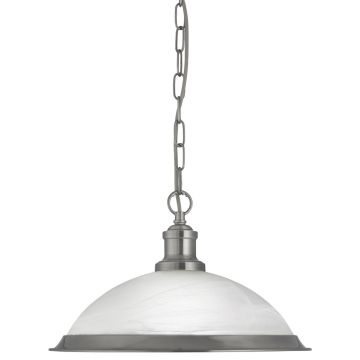 Image of Searchlight Bistro Pendant Satin Silver with Acid Glass 1591SS