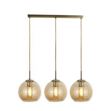 Image of Searchlight Balls Bar Pendant Light 3 Lights Dimmable Antique Brass