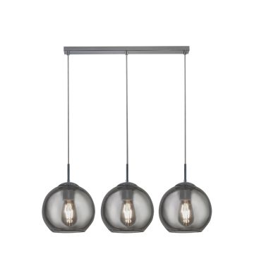 Image of Searchlight Balls Bar Pendant Light 3 Lights Chrome and Smoked Glass