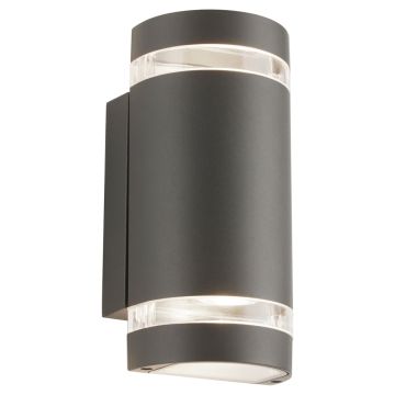 Image of Searchlight Sheffield Outdoor 2 Wall Light Grey Glass with Polycarb 2002-2GY-LED