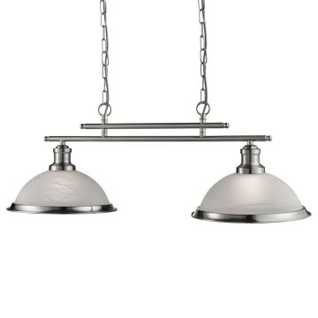Image of Searchlight Bistro 2 Bar Pendant Satin Silver with Glass 2682-2SS