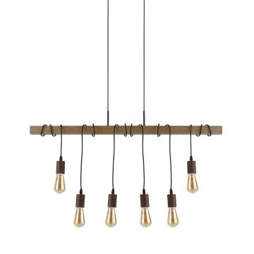 Image of Searchlight Barn Pendant 6 Lights Dimmable Brown