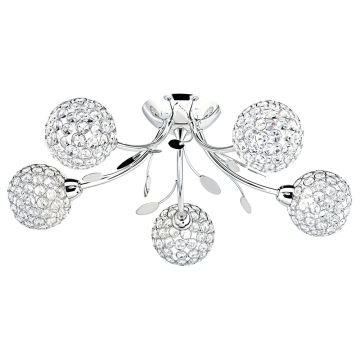 Image of Searchlight Bellis II 5 Semi Flush Chrome with Clear Glass Beads 6575-5CC