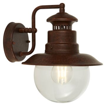 Image of Searchlight Station Outdoor Wall Light Rustic Brown with Glass 7652RU